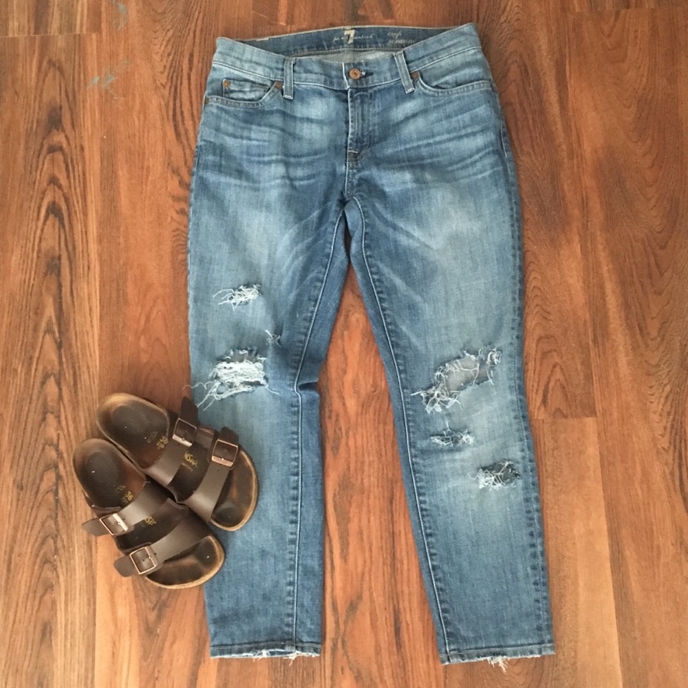 Distressed 7 For All Mankind Mom Jeans